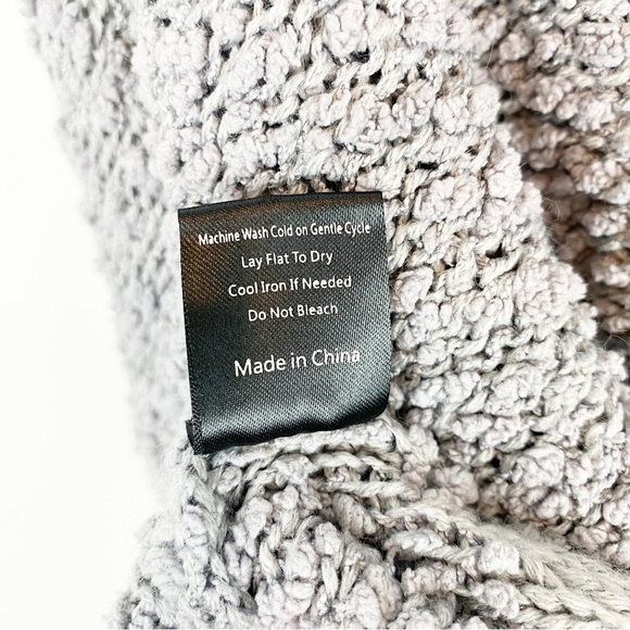 POL | Gray Nubby Popcorn Knit Chenille Soft Cozy Hooded Pullover Sweater - Picture 8 of 10